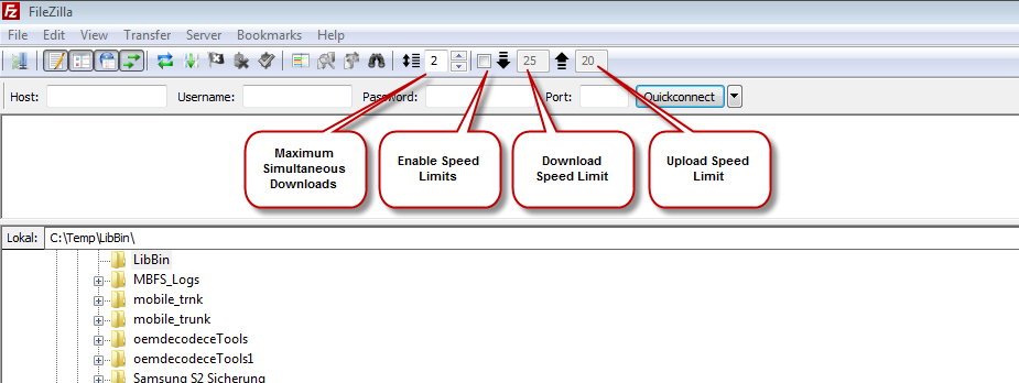 The probably most used settings maximum simultaneous downloads, enable Speed Limit, Download Speed Limit and Upload Speed Limit are now directly accessible in the toolbar