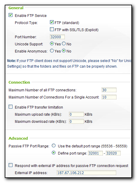 Server configuration