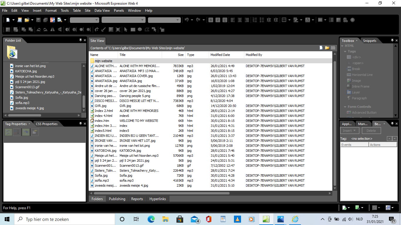 gilbert nieuwe website in microsoft expression web 4  31 jan 2021.png