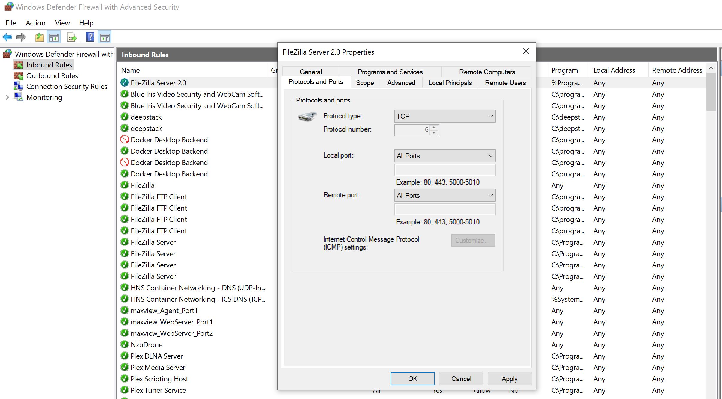 Windows Firewall settings.JPG